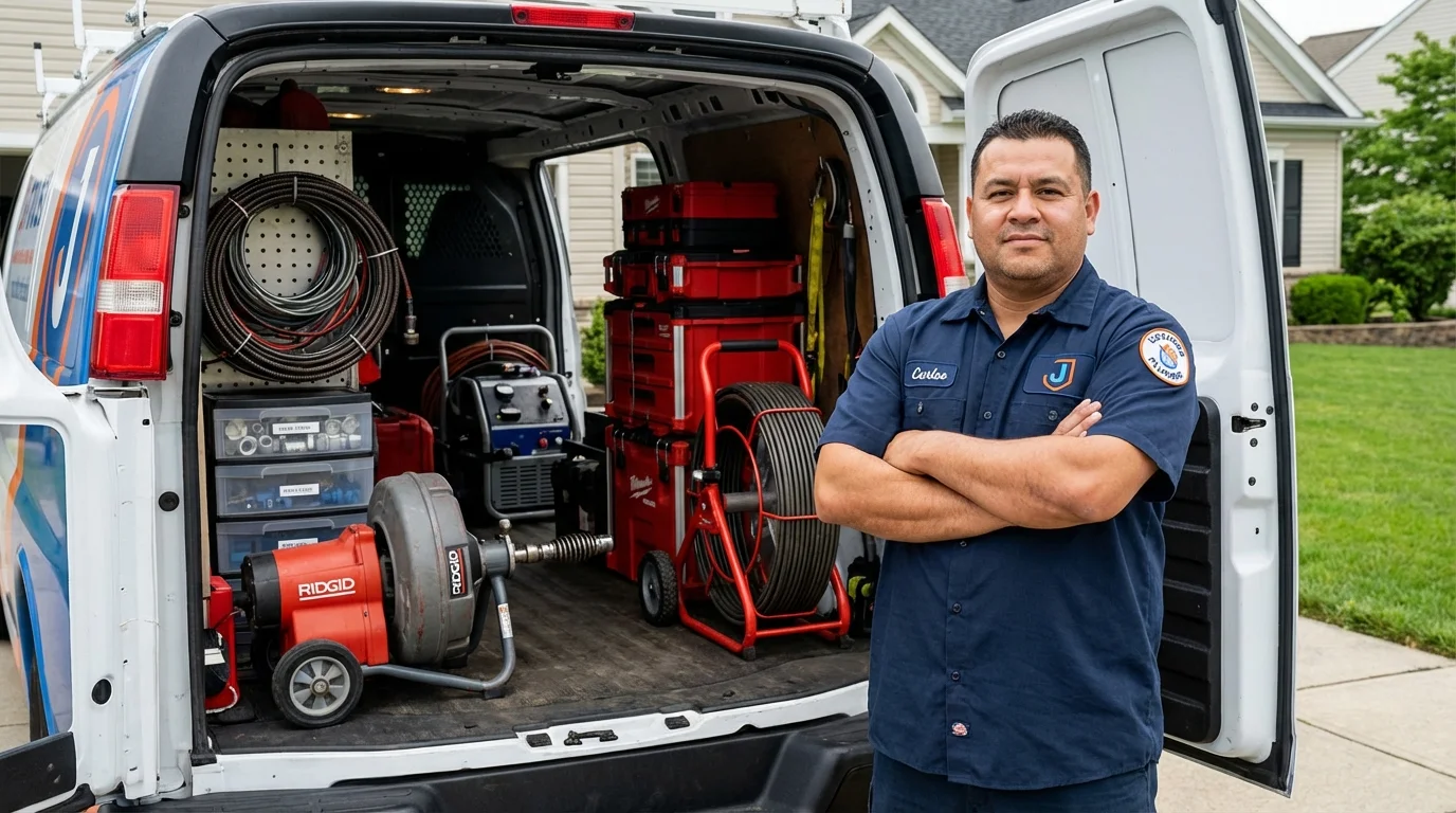 Professional drain cleaning equipment and Johns Plumbing LLC plumber in Sundown