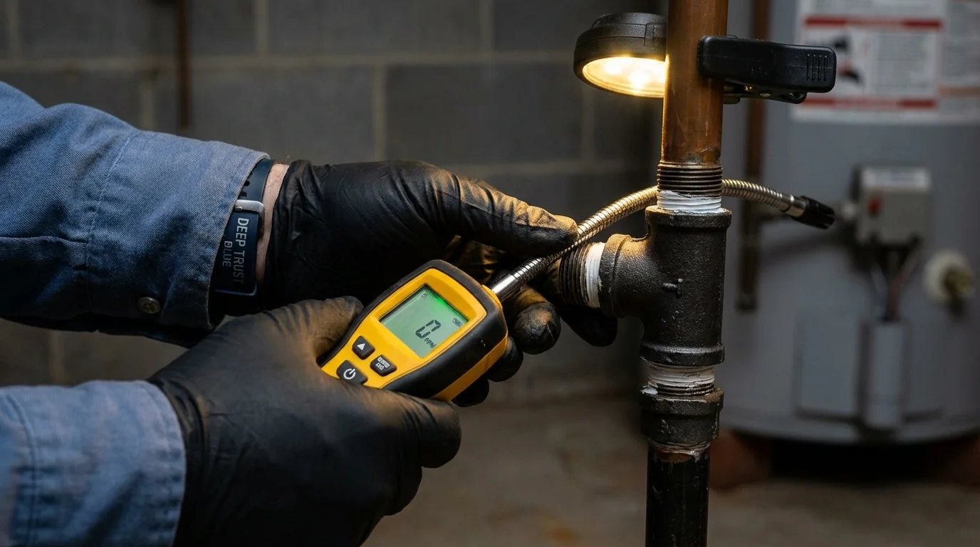 Gas leak detection with electronic sniffer by Johns Plumbing LLC in Sundown