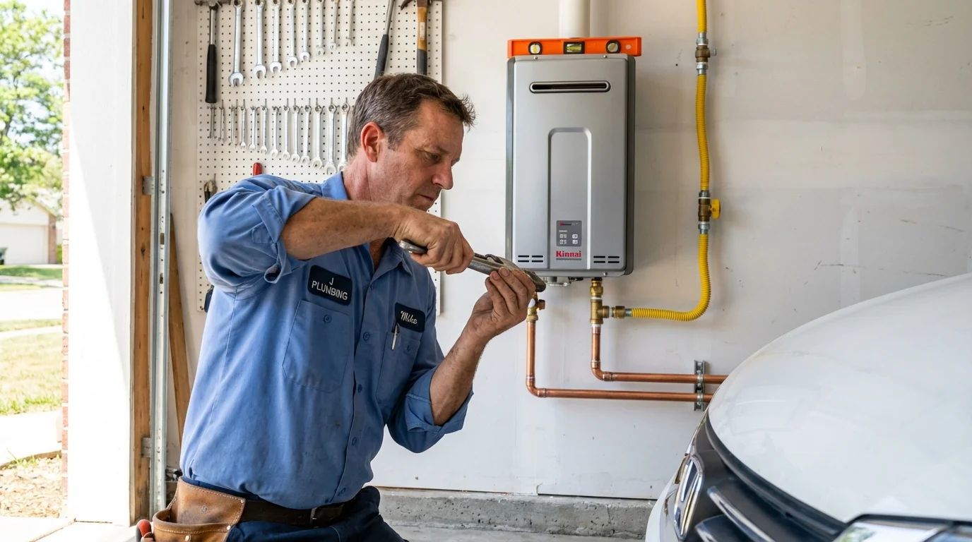 Tankless water heater installation by a Johns Plumbing LLC plumber in Sundown